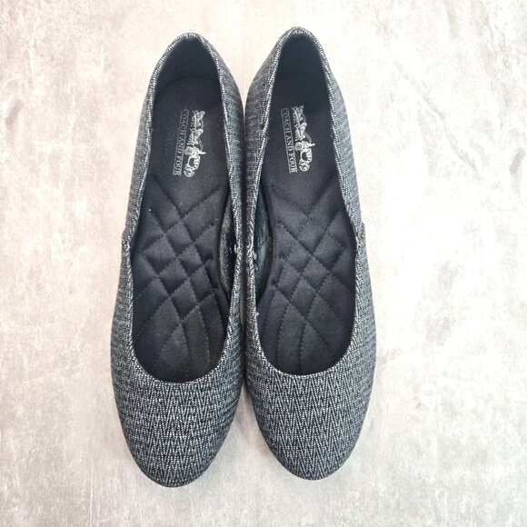 Coach Preppy Ballet Flats Dark Gray Fabric Dressy Slip On Ballerina Shoes Sz 8.5 - Picture 1 of 11